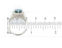 14k White Gold Filigree 3.70 Carat Teal Blue Genuine Natural Zircon Ring #J6922