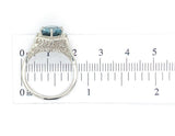 14k White Gold Filigree 3.70 Carat Teal Blue Genuine Natural Zircon Ring #J6922