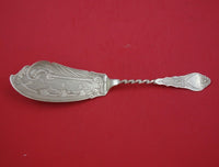 Coin Silver by Albert Coles Fish Server brite-cut w/ ship  10 1/4"