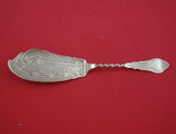 Coin Silver by Albert Coles Fish Server brite-cut w/ ship  10 1/4"