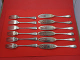 Martin Hall and Co English Victorian Sterling Silver Fish Set 12pc w/Pcd Fish BC