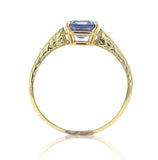 14k Gold 1.44 Carat Asscher Cut Ceylon Genuine Natural Sapphire Ring (#J6805)