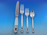 Acorn by Georg Jensen Sterling Silver Flatware Dinner Set 8 - 75 pcs GJ mark XL