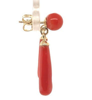 14k Gold Ox Blood Red Genuine Coral Briolette Earrings with 6mm Beads (#J7025)
