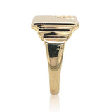 9k Yellow Gold Men's Signet Ring with Hand Engraved Detail Size 9.5 (#J6792)