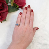 Art Deco Platinum 1.04 Carat Genuine Sapphire and Diamond Filigree Ring (#J7179)