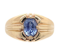 10k Yellow Gold 1.19ct Genuine Natural Sapphire Men's Ring Size 8.75 (#J6745)