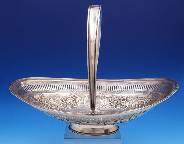 English Georgian Sterling Silver Basket Swing Handle Repoussed 1803 London #7823