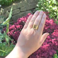 18k Gold Hand Engraved Men's Genuine Natural Tiger's Eye Quartz Ring (#J6219)