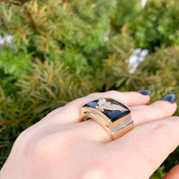 14k Yellow Gold Men's Genuine Natural Black Onyx Ring with Eagle Size 14 #J6533
