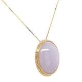 14k Yellow Gold Light Lavender Jade Jadeite Pendant with Box Chain (#J6659)