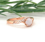 14k Rose Gold Genuine Natural Australian Opal and Diamond Ring Size 7 (#J7489)
