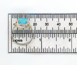 10k Gold Genuine Natural Turquoise Ring w/ Rose and Green Gold Flowers (#J6565)