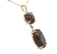 14k Yellow Gold 12 Carat TW Fire Genuine Natural Agate Pendant (#J7230)