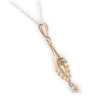 10k Gold Diamond Lavaliere Pendant with Pearl Drop and 14k Gold Chain (#J6677)