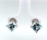 14k Gold 1.82cttw Genuine Natural Aquamarine Cushion Cut Stud Earrings (#J6375)