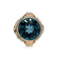 14k White Gold Art Deco Huge Lab-Created Spinel Filigree Ring Jewelry (#J5606)