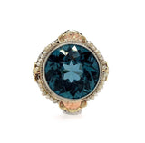 14k White Gold Art Deco Huge Lab-Created Spinel Filigree Ring Jewelry (#J5606)