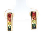 14k Yellow Gold Genuine Natural Rainbow Sapphire Stud Earrings 1.05ct TW #J6680