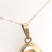 14k Yellow Gold Italian Oval Locket with Engraved Design and 14k Chain (#J6522)