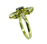 14k Yellow Gold Genuine Natural Sapphire and Diamond Ring (#J543)