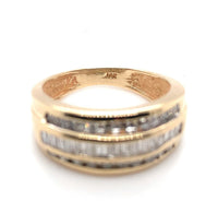 10k Yellow Gold Three Row Genuine Natural Diamond Band 1/2ct Total Weight #J5590