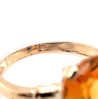 10k Yellow Gold 4.18 Carat Cushion Cut Genuine Natural Citrine Ring (#J5755)
