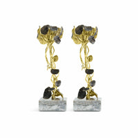 Michael Aram Brass & Marble Monet's Garden Golden Sunset Med. Candleholders