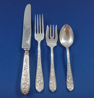 Corsage by Stieff Sterling Silver Floral Iris Flatware Set 8 Service 37 Pieces