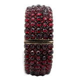Genuine Natural Bohemian Garnet Bangle Bracelet with Nine Rows Extra Wide #J7251
