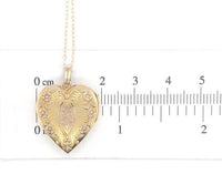 10k Yellow Gold Locket with Rose Gold Flowers and Bow w/ 14k Gold Chain (#J6673)