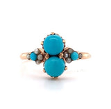 10k Rose Gold Victorian Turquoise / Glass and Seed Pearl Ring Jewelry (#J5620)