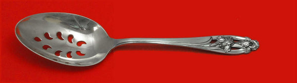 Silver Iris by International Sterling Silver Serving Spoon Pierced 9-Hole Custom