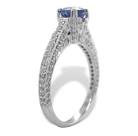 14k White Gold 1.15 Carat Genuine Natural Sapphire and Diamond Ring (#J7178)