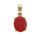 14k Yellow Gold Genuine Natural Carnelian Signet Initial "A" Pendant (#J7345)