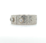 Platinum Genuine Natural Diamond Band with Floral Panels Size 6.25 (#J5865)