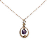 10k Victorian Rose Gold Genuine Amethyst Pendant w/14k Rose Gold Chain (#J7098)