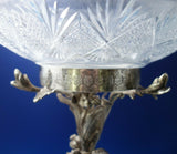Silverplate Epergne with Cut Crystal Bowl Children in Forest c.1880 (#5580)
