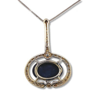 14k Gold Genuine Natural Black Opal and Diamond Pendant with GIA Report (#J6594)