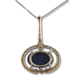 14k Gold Genuine Natural Black Opal and Diamond Pendant with GIA Report (#J6594)