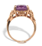 14k Rose Gold Ring with Genuine Natural Amethyst and Flowers Size 5 (#J6904)