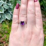 18k White Gold 1.21 Carat Genuine Natural Amethyst Filigree Ring 7.5 (#J7443)