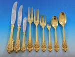 Golden Grande Baroque by Wallace Sterling Silver Flatware Set Dinner 72 pcs Gold