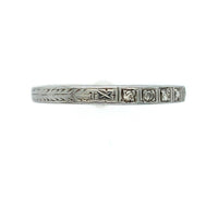 18k White Gold Hand Engraved Diamond Wedding Band Ring Jewelry Size 5.5 (#J5880)
