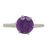 14k White Gold Victorian 1.05 Carat Genuine Natural Amethyst Ring 7.5 (#J7445)