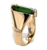 14k Yellow Gold Modern Custom Green Genuine Natural Tourmaline Ring 6 (#J7315)