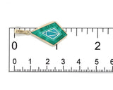 14k Yellow Gold Genuine Malachite Opal Turquoise Inlay Intarsia Pendant (#J7436)