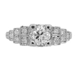 Platinum Art Deco .61ct Genuine Diamond Engagement Ring with GIA Report (#J6747)