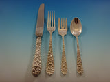 Rose by Stieff Sterling Silver Flatware Set For 8 Service 40 Pieces Repousse