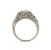 18k Art Deco Filigree Sapphire Ring w/ Synthetic Lab-Created Sapphires (#J6310)